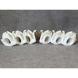 Vintage Bone China Swan Napkin Rings Set White Taiwan Genuine Bone China Taiwan